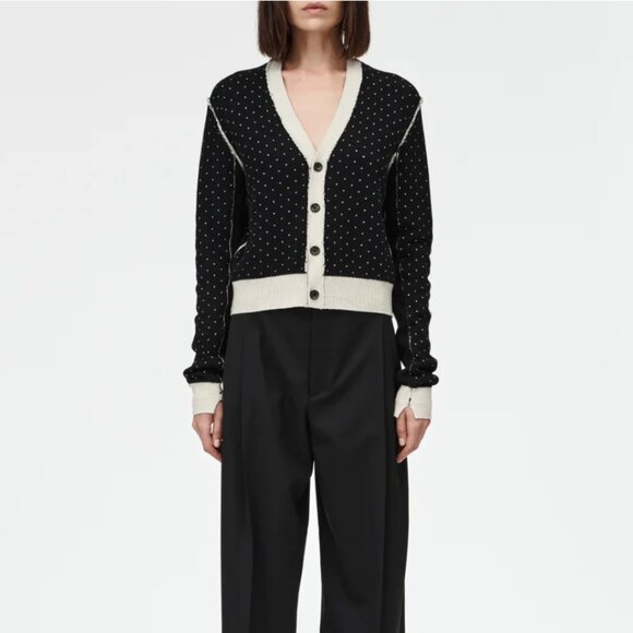 NEW MARIA MCMANUS REVERSIBLE CARDIGAN in Crema and Black Dot XS - Picture 11 of 16
